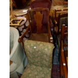 A VICTORIAN SHOW FRAME ARMCHAIR, A NURSING CHAIR AND AN EDWARDIAN ARMCHAIR (3)