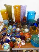 MDINA AND WHITEFRIARS GLASS TOGETHER WITH A COLLECTION OF GLASS PAPERWEIGHTS