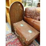 A BAGATELLE TABLE, A LEATHER SUIT CASE AND A TIN TRUNK.