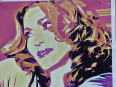 20th CENTURY SCHOOL IN THE STYLE OF ANDY WARHOL, PORTRAIT OF MADONNA, COLOUR PRINT ON CANVAS 90 x 90