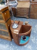 AN ART DECO OAK CORNER STICK STAND AND TWO ART DECO SMOKERS COMPENDIUM.