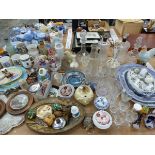 DRINKING GLASS, ROYAL SOUVENIR MUGS, DECANTERS AND MISCELLANEOUS CERAMICS