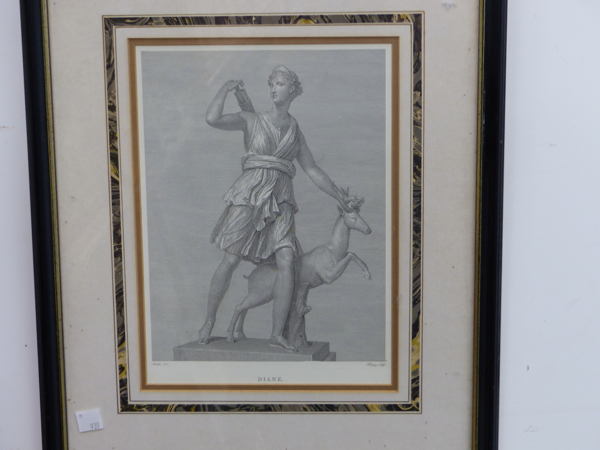 TWO DECORATIVE PRINTS OF CLASSICAL STATUARY TOGETHER WITH THREE FASHION PRINTS (5) - Image 2 of 3