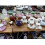 EIGHT MALING BOWLS TOGETHER WITH VARIOUS TEA WARES AND GLASS