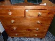 AN ANTIQUE PINE CHEST OF DRAWERS. W 97 X D 51 X H 100CMS.