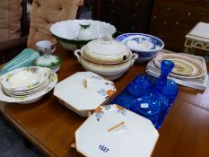 A PAIR OF PALISSY ART DECO TUREENS, A ROYAL DOULTON MINDEN DESSERT SET, A HAMPTON DESSERT SET AND