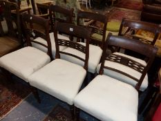 A SET OF SIX GEORGIAN MAHOGANY AND EBONY INLAID DINING CHAIRS