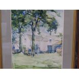 20th CENTURY ENGLISH SCHOOL LANDSCAPE WATERCOLOUR, SIGNED INDISTINCTLY 40 x 30 cm, TOGETHER WITH A