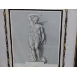 TWO DECORATIVE PRINTS OF CLASSICAL STATUARY TOGETHER WITH THREE FASHION PRINTS (5)
