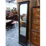 A TALL ANTIQUE STAINED PINE FRAMED PIER MIRROR.