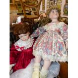 A LARGE LEONARDO PORCELAIN COLLECTORS DOLL, CHLOE, TOGETHER WITH ONE OTHER ELOSIE.