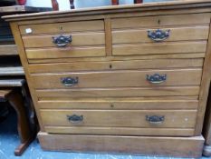 AN EDWARDIAN SATIN WALNUT SMALL CHEST OF DRAWERS. W 92 X D 44 X H 76CMS.