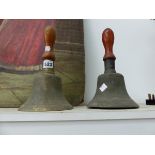 TWO VINTAGE MILITARY MARKED HAND BELLS