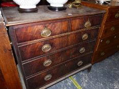 A 19th C. MAHOGANY CHEST, ONCE OF TWO SHORT AND GRADED LONG DRAWERS ON BRACKET FEET, NOW CONVERTED