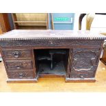 AN ORIENTAL HARD WOOD MINIATURE DESKTOP CABINET