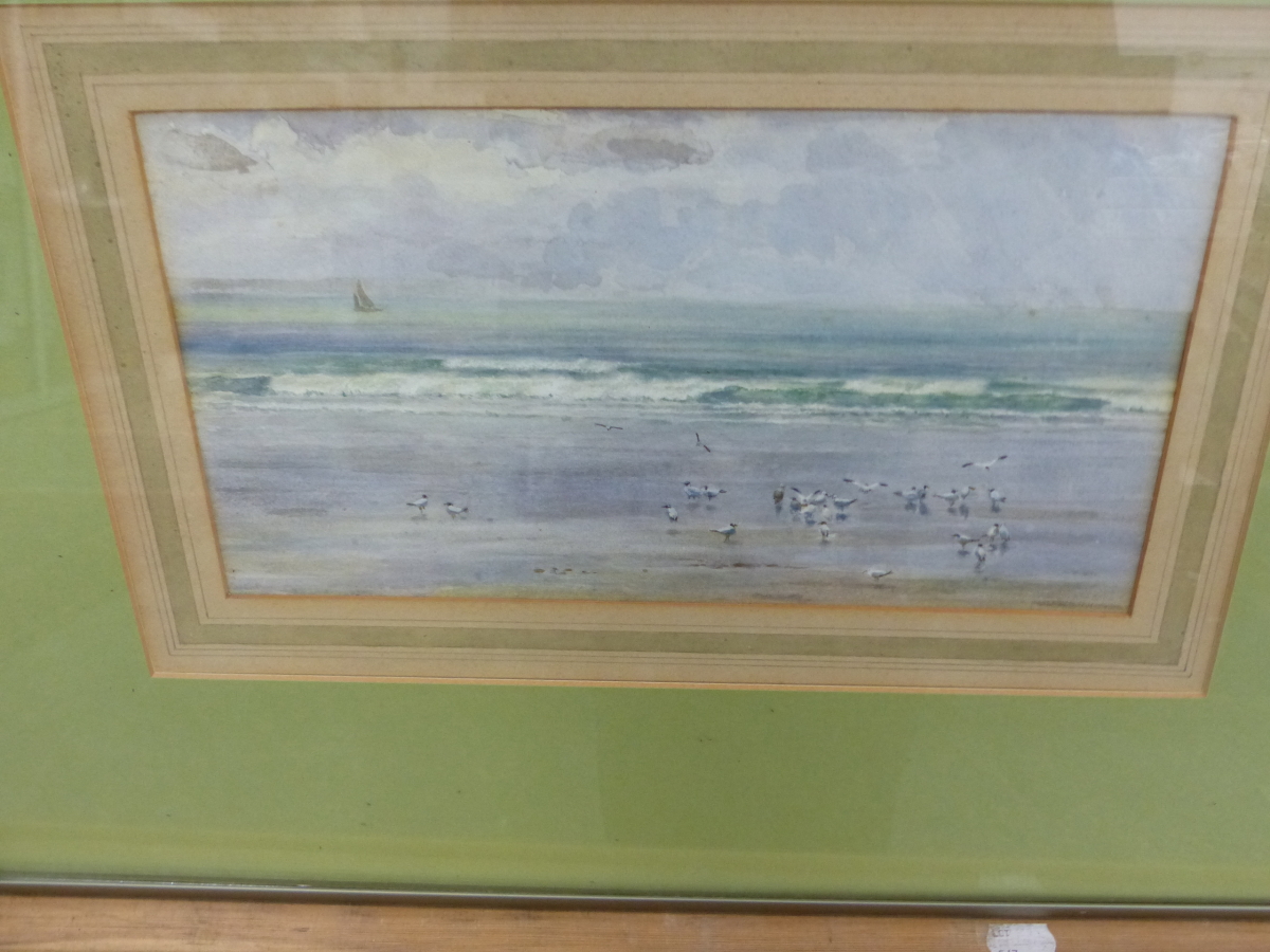 A P WINTERINGHAM (20TH CENTURY ENGLISH SCHOOL) A COASTAL VIEW, SIGNED WATERCOLOUR, 20 x 33cm, - Image 2 of 2