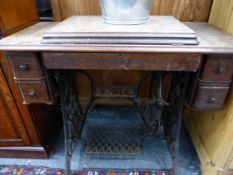 A SINGER TREADLE SEWING MACHINE W 93 X D 46 X H 78cm