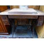 A SINGER TREADLE SEWING MACHINE W 93 X D 46 X H 78cm