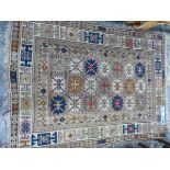 AN ANTIQUE CAUCASIAN RUG 142 x 108cm