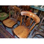 THREE ANTIQUE KITCHEN SIDE CHAIRS (3)