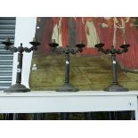 A SET OF THREE NAVAL TWO BRANCH SILVER PLATED CANDELABRA ELECTRIC LIGHTS