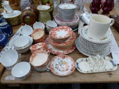 RATCLIFF AND OTHER TEA WARES, A WITHERNSEA VASE, A HIP FLASK AND A RAF CLOTHES BAG