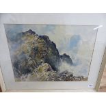 ERIC G HALL (20TH CENTURY) ARR. SCAFELL, SIGNED WATERCOLOUR, 36 x 29cm