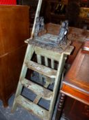 VINTAGE SCULLERY STEPS AND A BOOT SCRAPER.