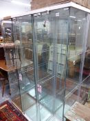 SIX MODERN GLASS DISPLAY CABINETS W 43 X D 37 X H 164 CM