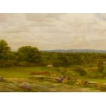 20th CENTURY ENGLISH SCHOOL A TERRACED GARDEN VISTA, MONOGRAMMED OIL ON BOARD 39 x 57cms