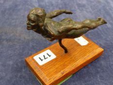 A INTERESTING ART DECO STYLIZED BRONZE FEMALE DIVER