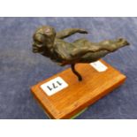 A INTERESTING ART DECO STYLIZED BRONZE FEMALE DIVER