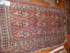 TWO ANTIQUE TURKOMAN BAG FACES, 108 x 70 AND 111 x 66cms (2)