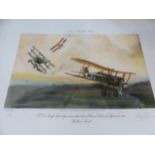 AFTER RICHARD CARVANA. SIX PENCIL SIGNED LIMITED EDITION COLOUR PRINTS OF WWI AVIATION DOG FIGHTS.