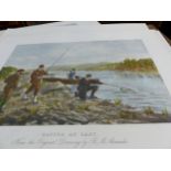 AFTER R.M. ALEXANDER. SEVERAL SETS OF FOUR HAND COLOURED PRINTS OF FISHING SCENES. ALL UNMOUNTED AND