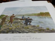 AFTER R.M. ALEXANDER. SEVERAL SETS OF FOUR HAND COLOURED PRINTS OF FISHING SCENES. ALL UNMOUNTED AND