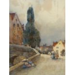 JOHN MUIRHEAD (1863-1927) A DUTCH TOWN SCENE, SIGNED WATERCOLOUR 46 x 30cms