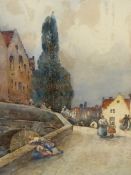 JOHN MUIRHEAD (1863-1927) A DUTCH TOWN SCENE, SIGNED WATERCOLOUR 46 x 30cms