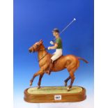 A ROYAL WORCESTER DORIS LINDNER FIGURE OF H.R.H. THE DUKE OF EDINBURGH ON HIS POLO PONY, WITH