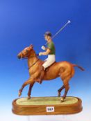 A ROYAL WORCESTER DORIS LINDNER FIGURE OF H.R.H. THE DUKE OF EDINBURGH ON HIS POLO PONY, WITH