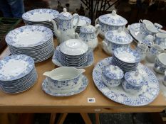 A HEINRICH GEMANY BLUE AND WHITE EXTENSIVE TEA AND COFFEE DINNER SERVICE.