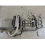 VARIOUS MOTORCYCLE SCREEN, SCREEN MOUNTS, EXHAUST ETC