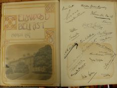 AN ANTIQUE SCRAP/AUTOGRAPH BOOK, 1907, TOGETHER WITH AN ANTIQUE HOLY BIBLE