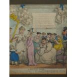 AFTER JAMES GILLRAY (1756-1815),AN ANTIQUE HAND COLOURED PRINT, THE GORDON-KNOT OR THE BONNY DUCHESS