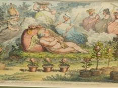 AFTER JAMES GILLRAY (1756-1815),AN ANTIQUE HAND COLOURED PRINT, THE ORANGERIE; OR THE DUTCH CUPID