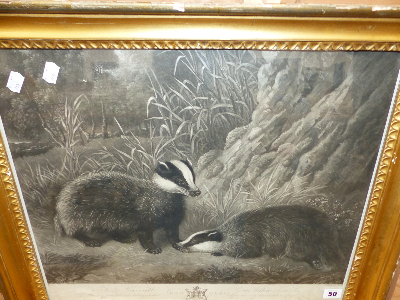 AFTER THOMAS BENNETT AN ANTIQUE MEZZOTINT OF BADGERS, PERIOD GILT FRAME 42 x 51cms - Image 10 of 18