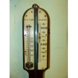T & C LAKE TAUNTON, A ROSEWOOD STICK BAROMETER, THE IVORY SCALE FLANKED BY A MERCURY THERMOMETER,