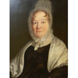 MID 19th CENTURY ENGLISH SCHOOL. PORTRAIT OF A LADY, INSCRIBED VERSO, OIL ON CANVAS. 92 x 72cms