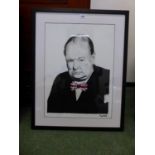 XAVIER, SIGNED ORIGINAL ACRYLIC ON CANVAS, WINSTON CHURCHILL. 43 x 58cms