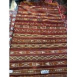 A TRIBAL FLATWEAVE RUG, PROBABLY NORTH AFRICAN, 227 x 148cms